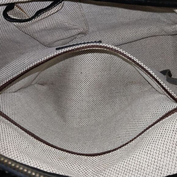 Dooney & Burke Black Signature Logo Satchel Leather and Canvas. - Picture 8 of 12
